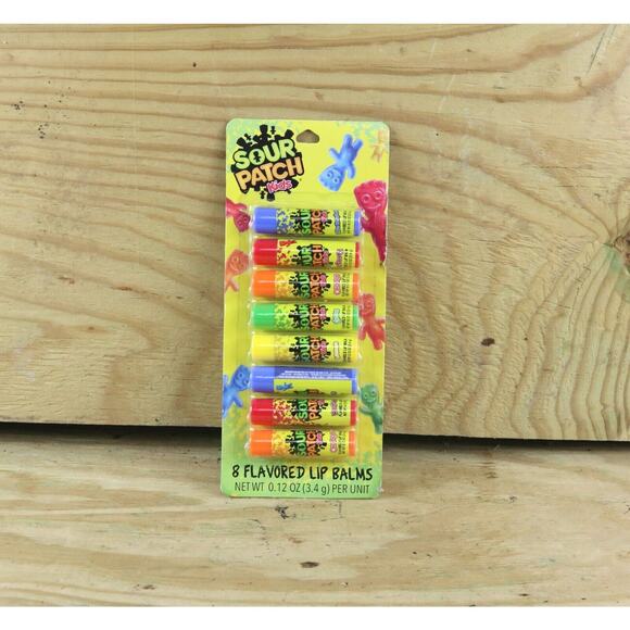 New SOUR PATCH Flavored Kids Lip Balm 8 Balms: Orange Redberry Blue Raspberry - Picture 1 of 2